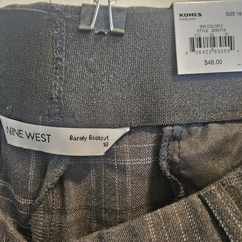 Nine West Gray Plaid Women's Dress Pants Size 18 - Picture 3 of 6